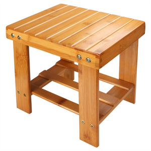 Multi-Functional Wooden Kids Stool Seat Foot Rest Small Bamboo Step Stool for Kitchen Entryway Foyer Hallway Garden