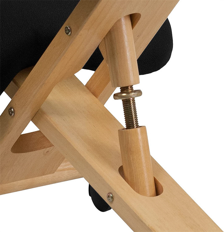 2022 Wooden Kneeling Chair Adjustable Ergonomic Portable Knee Stool for Home and Office Mobile Angled Posture Seat with Wheels