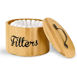 Coffee Station Storage Organizer Decor Bamboo Coffee Filter Holder for Counter Coffee Bar Accessories