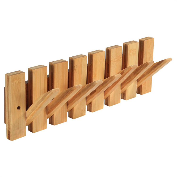 Pure Solid Bamboo Robust and Personalized Bathroom Towel Rack Wall Coat Purse Hooks