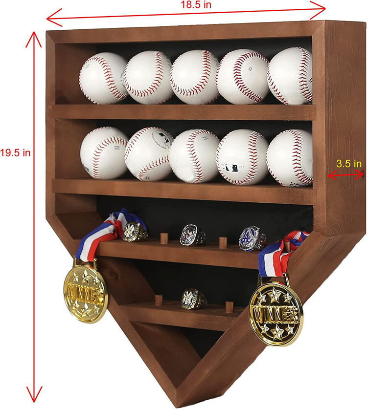 Custom Baseball Display Case 10 Baseball and Tournament Championship Ring Display Case Sport Goods Box Display Stand Souvenirs