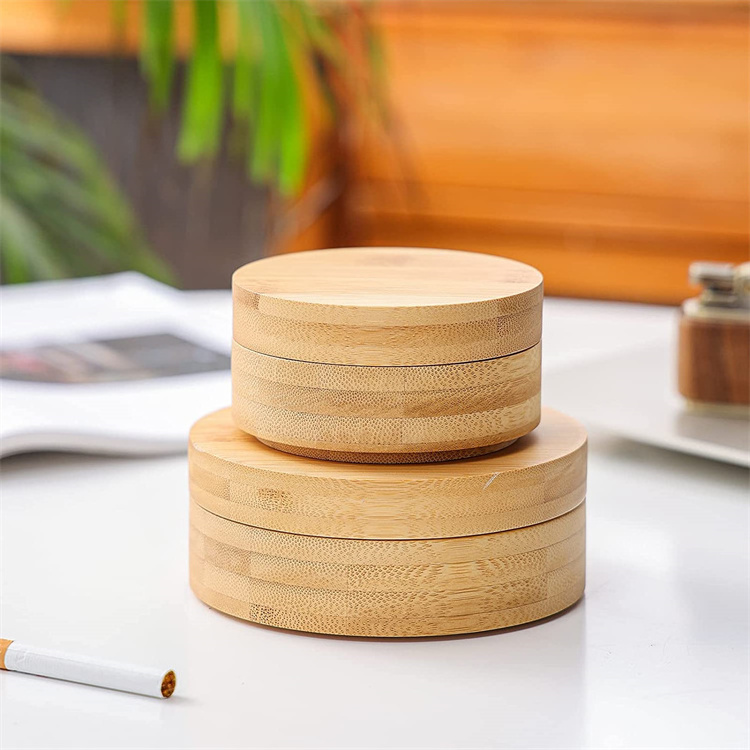 Bamboo Cigarettes Ash Tray For Man Smoking Ashtray With Bamboo Lid And Customized Color Bowl New Designed Gift For Smokers