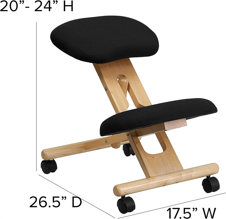 2022 Wooden Kneeling Chair Adjustable Ergonomic Portable Knee Stool for Home and Office Mobile Angled Posture Seat with Wheels