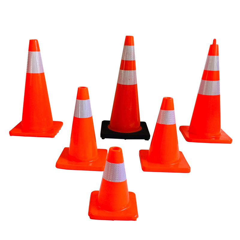 42cm Heigh 280 x 280mm base Visible  PVC Used Traffic Road Safety Cones