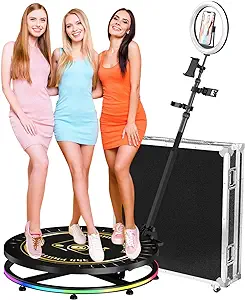 360 Photo Booth, 360 Camera Booth Automatic Spin with Slow Motion and Adjustable Selfie Platform Stand Perfect for Rent, wedding