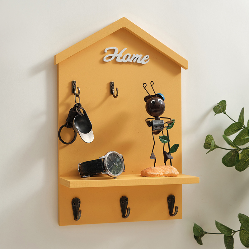 custom logo home mail & wall decorative wall rack organizer wooden marshal key holder hanging shelves for wall