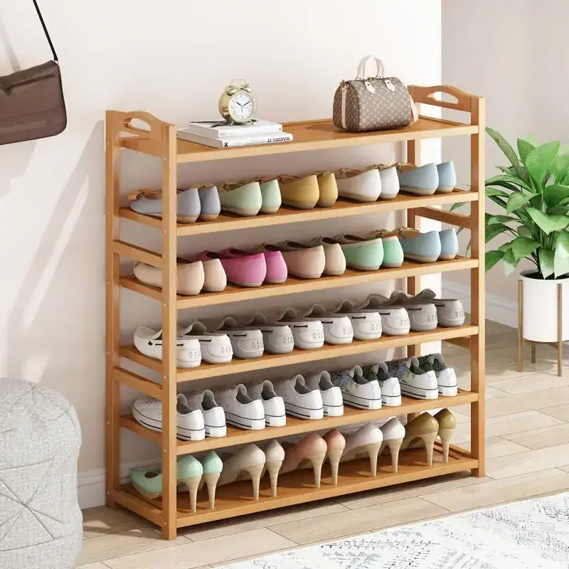 modern indoor wardrobe household bamboo wooden shelf shoe storage shoes rack for home