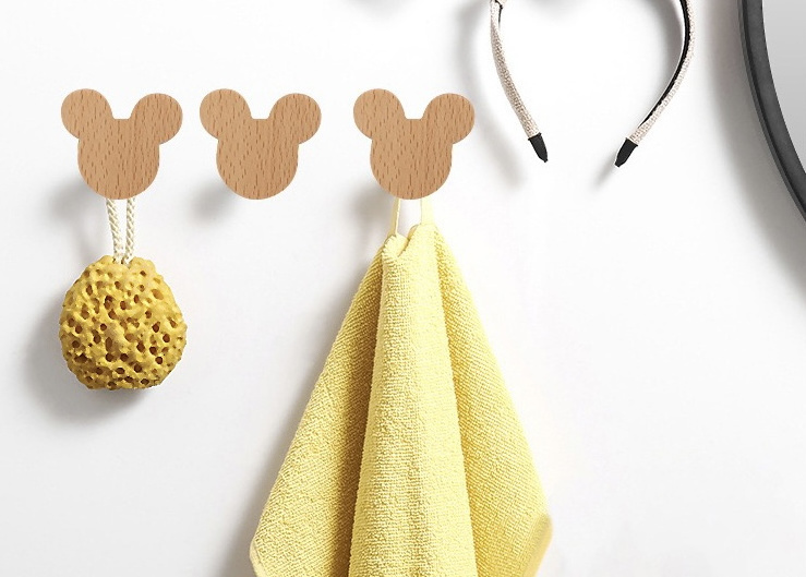 Creative nordic wooden animal shape hook cloth coat rack beech wood hanger wall hook for kids