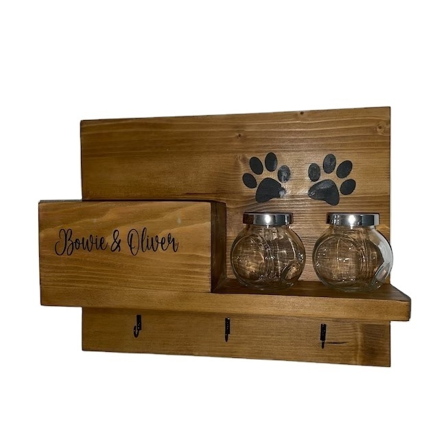 custom logo rustic wooden wall mounted dog leash hanger hook storage shelf with hooks