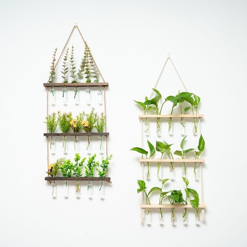 1 tier 3 tier hydroponic plant vases wall mounted hanging flower vase stand plant test tube wooden stand