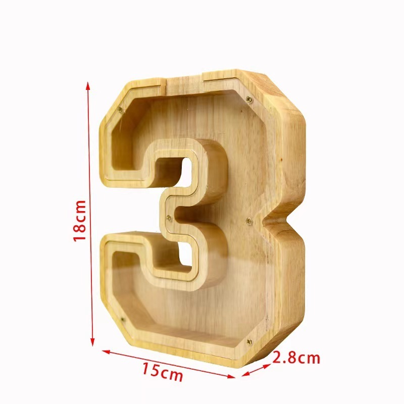 custom wood coin bank number shape coin bank wholesale safe transparent sublimation money digital piggy bank for kids