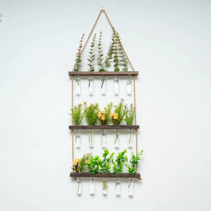 1 tier 3 tier hydroponic plant vases wall mounted hanging flower vase stand plant test tube wooden stand