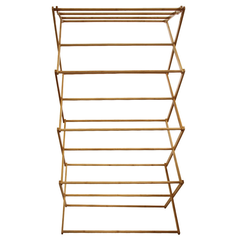 bamboo wood foldable hanging clothes 3 layer cloth drying stand laundry dryer rack stand laundry drying rack wall mount