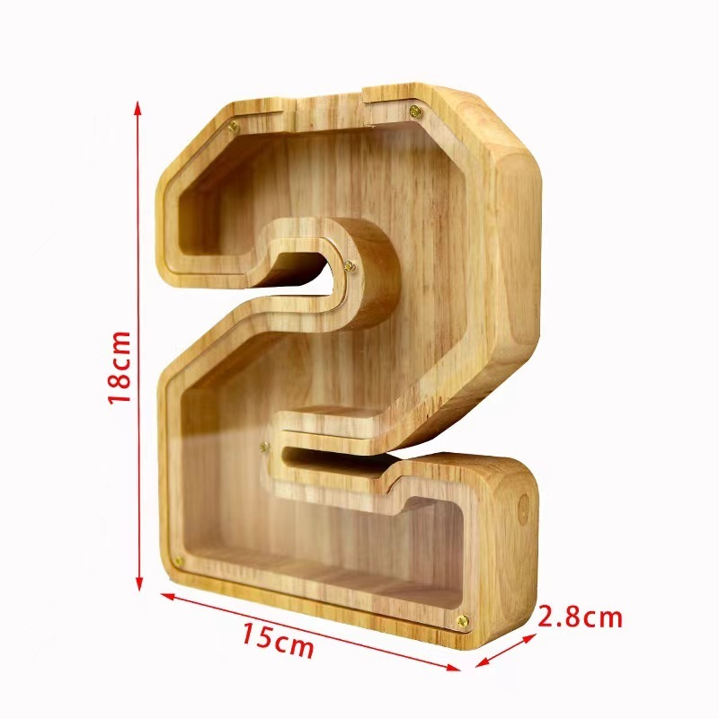 custom wood coin bank number shape coin bank wholesale safe transparent sublimation money digital piggy bank for kids