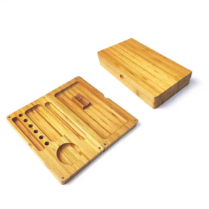 wholesale magnetic custom kit smoke wood bamboo rolling trays with magnetic lid