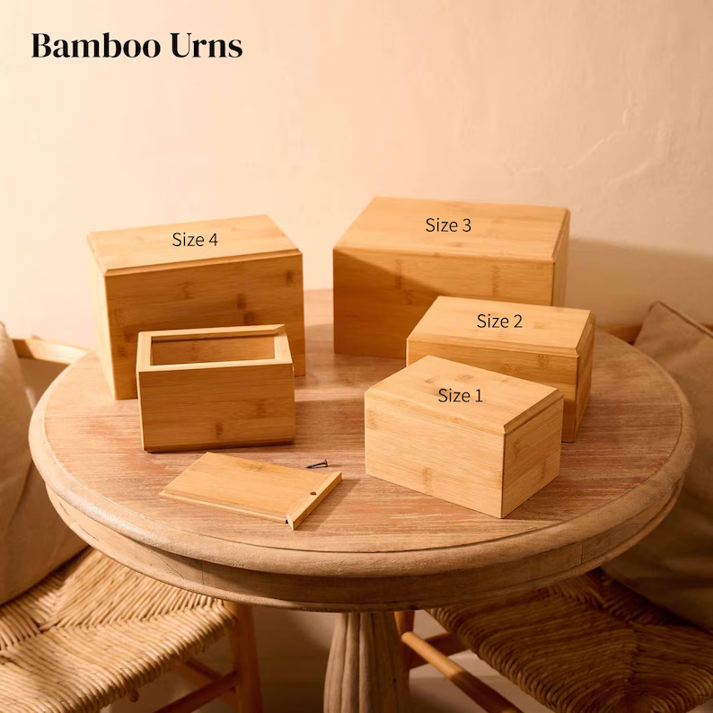 bamboo wooden funeral supplies wholesale pet cinerary casket cremation urn pet animal urns for dogs ashes