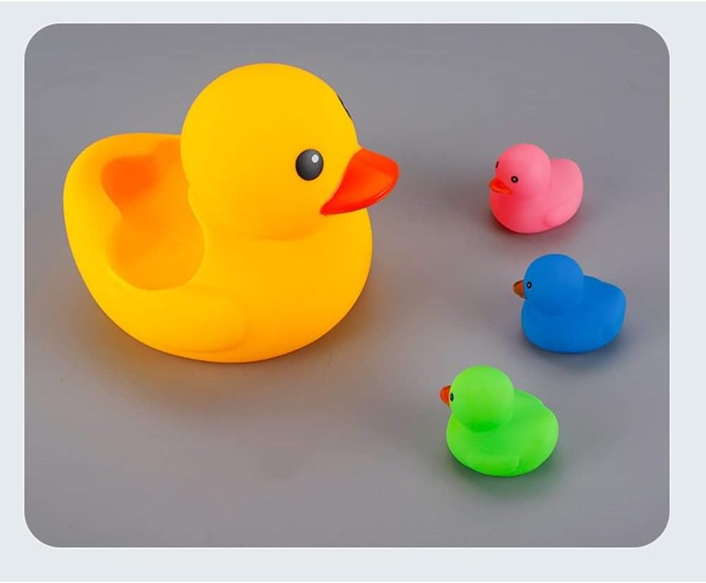 4 Pcs Colorful Rubber Duck Family Squeak Ducks Baby Shower Toy Jeep Ducks for Toddlers Boys Girls