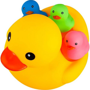 4 Pcs Colorful Rubber Duck Family Squeak Ducks Baby Shower Toy Jeep Ducks for Toddlers Boys Girls