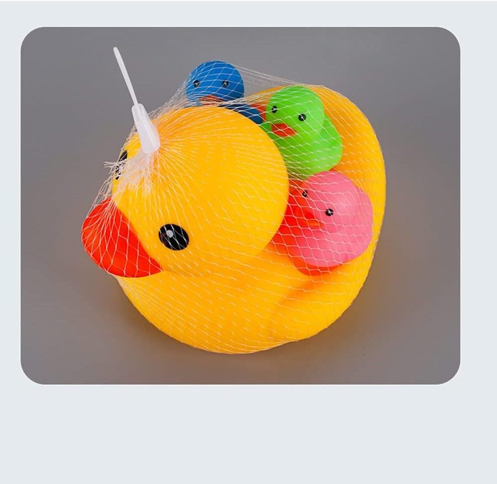 4 Pcs Colorful Rubber Duck Family Squeak Ducks Baby Shower Toy Jeep Ducks for Toddlers Boys Girls