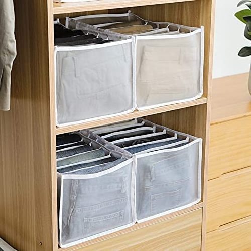 Grids Washable Wardrobe Clothes Organizer, Jeans Compartment Storage Box, Leggings Organizer and T Shirt Organizer Bin