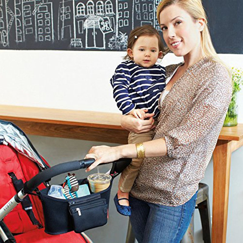 Nylon Pram Buggy Baby Trolley Storage Bag Stroller Cup Carriage Organizer