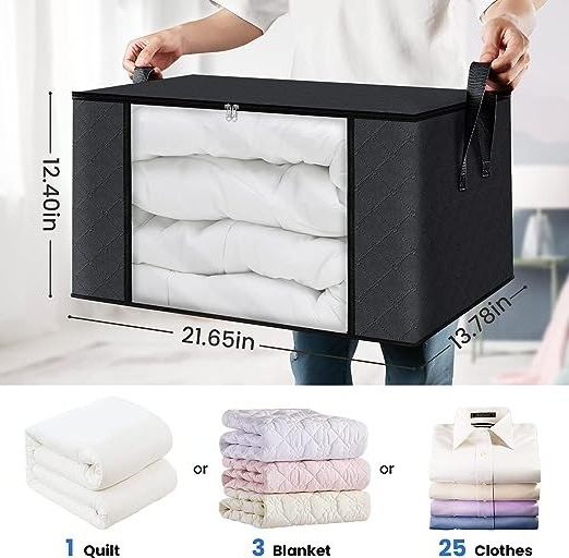 2-Pack Stackable Bin Tote Home Organization and Storage Containers with Lids and Handle for Organizing Bedroom Closet