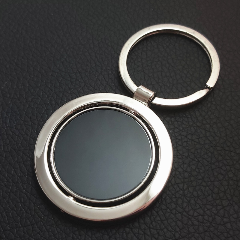 Factory Round Shape Rotatable Keyring Car Keys Holder Blank Laser Engravable Zinc Alloy Metal Keychain