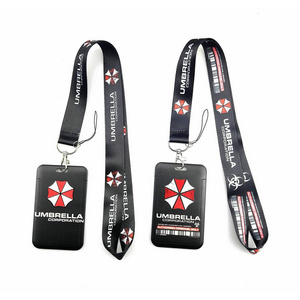 Resident Evil Umbrella Corporation Design Sliding ID Card Holder Soft Silky Neck Lanyard Keychain