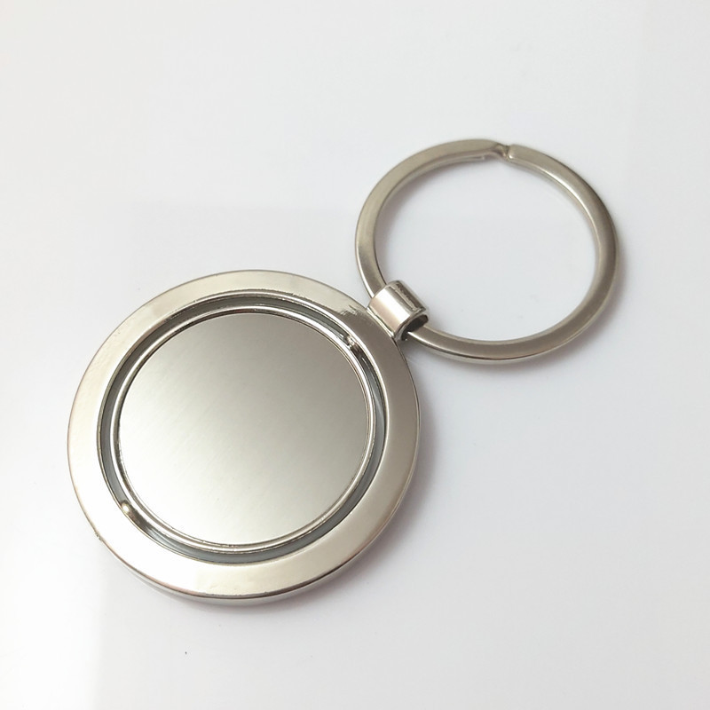 Factory Round Shape Rotatable Keyring Car Keys Holder Blank Laser Engravable Zinc Alloy Metal Keychain