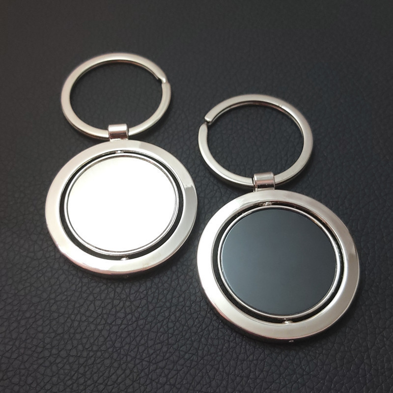 Factory Round Shape Rotatable Keyring Car Keys Holder Blank Laser Engravable Zinc Alloy Metal Keychain