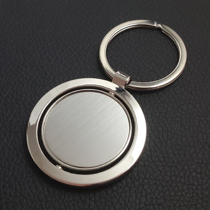 Factory Round Shape Rotatable Keyring Car Keys Holder Blank Laser Engravable Zinc Alloy Metal Keychain