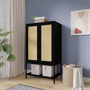 2024 new bedroom furniture  wardrobe armoire closet with doors and 2 drawers for hotel bedroom black