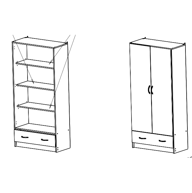 Modern design two doors  Bedroom Wardrobe Designs With Lock Sets and drawer