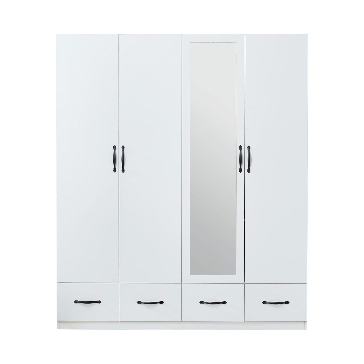 hot selling product 2 door wardrobe armoire with drawer and mirror for bedroom white