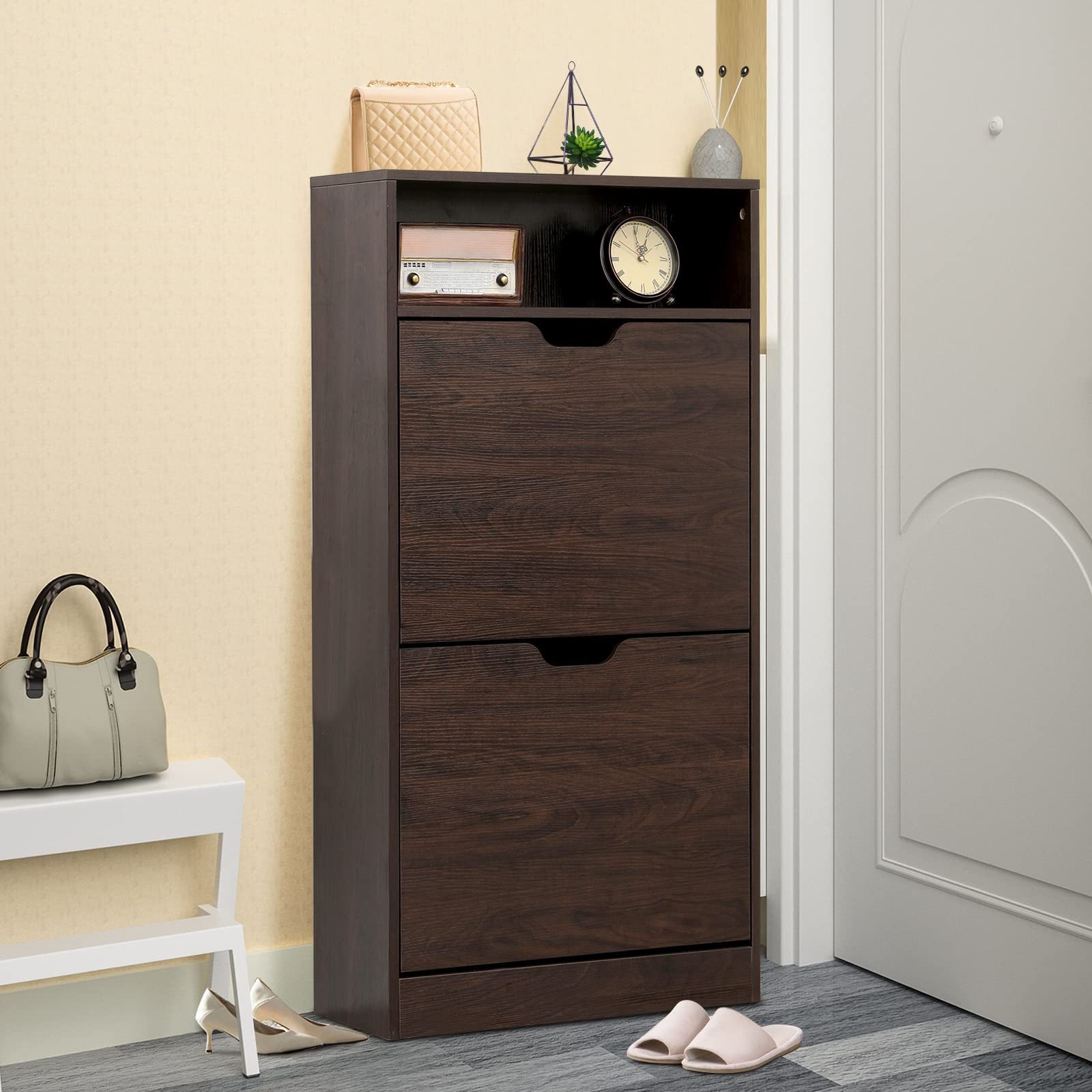 Popular Storage 6 Doors Shoe Cabinet Home Hall Design PB Modern Shoe Cabinet Wooden Table Display Racks