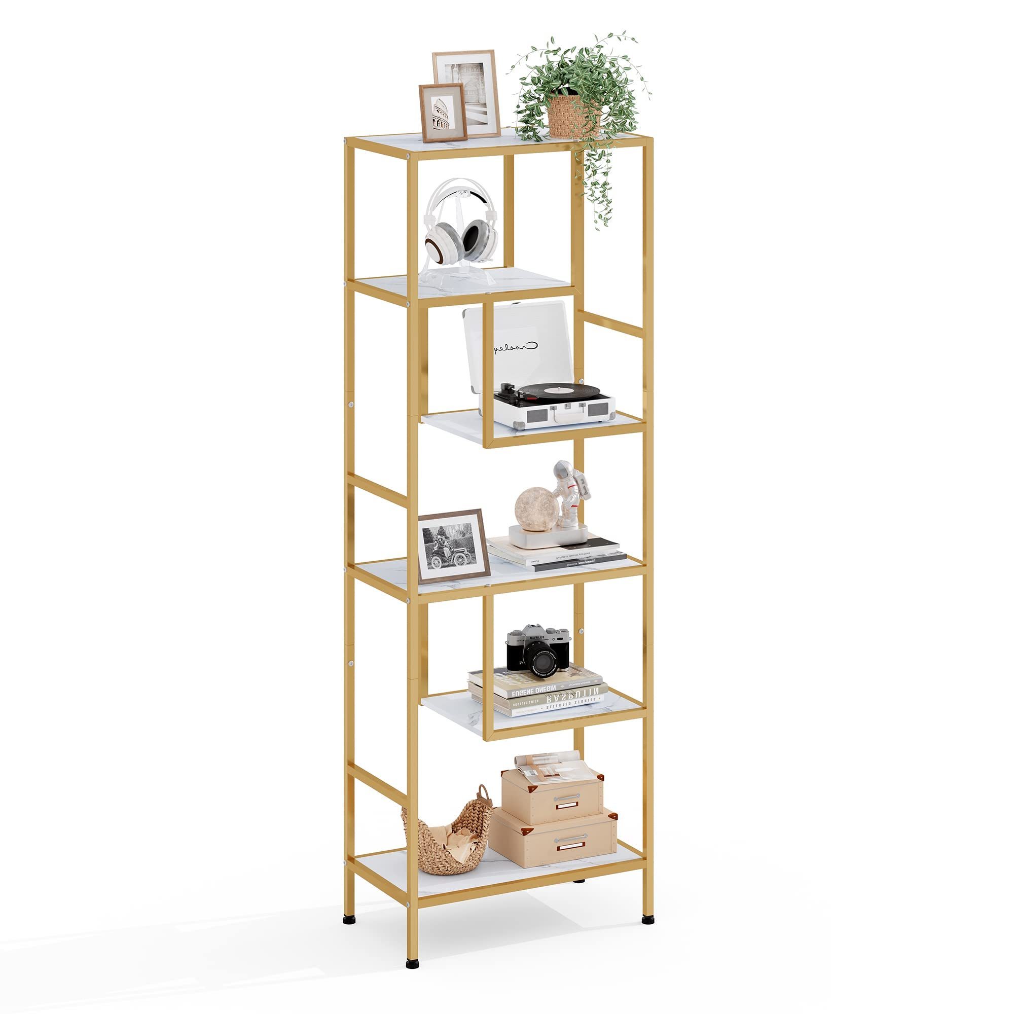 Bookshelf Tall Rustic Bookcase Industrial Display Racks Standing Shelf Units Wood Metal Storage Book Rack Shelf