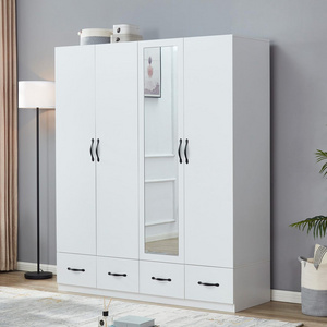 hot selling product 2 door wardrobe armoire with drawer and mirror for bedroom white