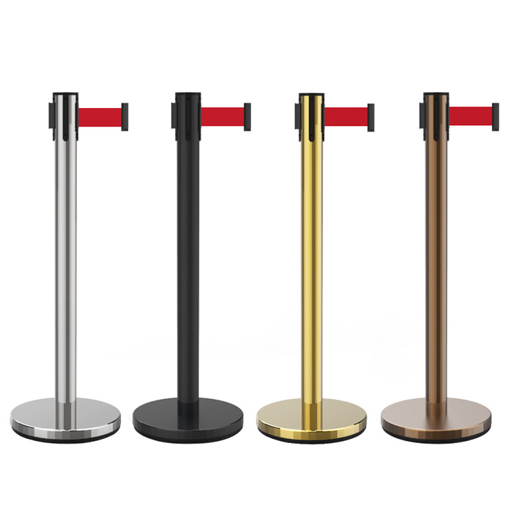 Retractable Belt Barrier Post Crowd Control Stanchion Exhibition Galvanized + Powder Coated for Sale Polished Stainless Steel