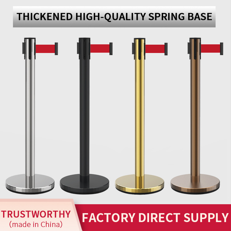 Retractable Belt Barrier Post Crowd Control Stanchion Exhibition Galvanized + Powder Coated for Sale Polished Stainless Steel