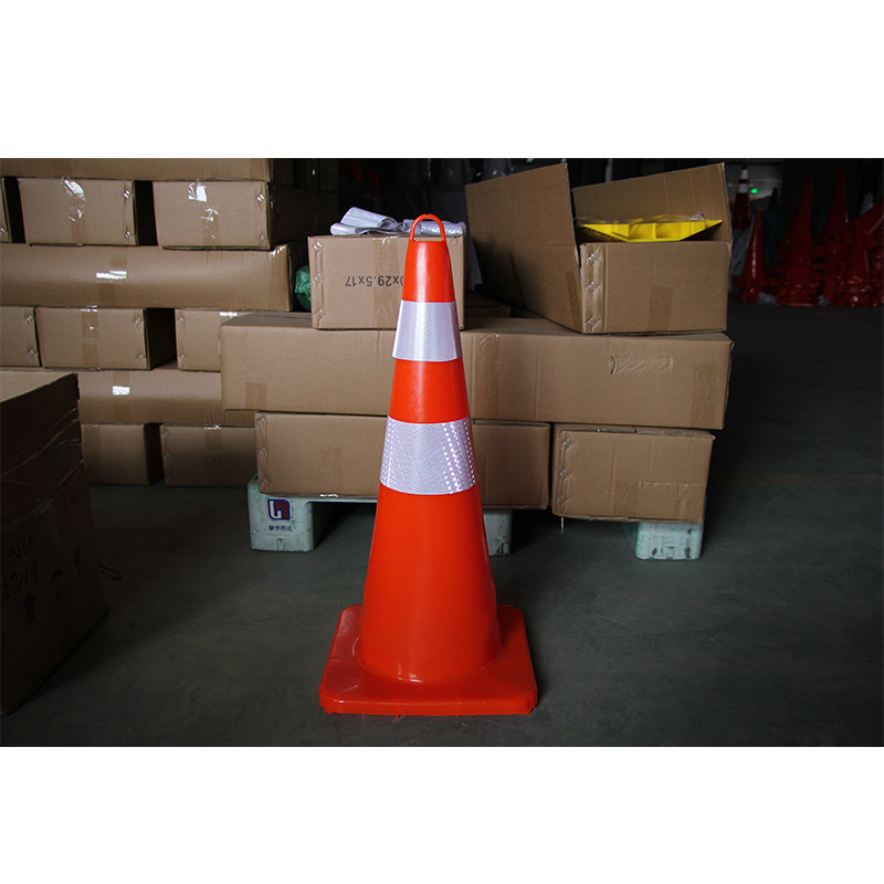 Road Safety Fluorescent Durable Orange Flexible Pvc Rubber Reflective Traffic Road Cone