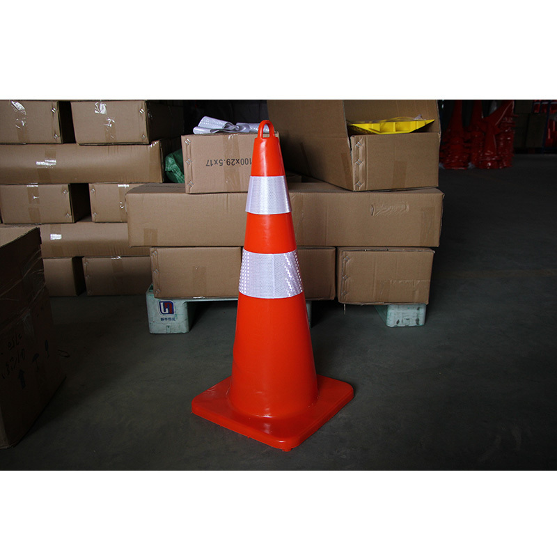 Road Safety Fluorescent Durable Orange Flexible Pvc Rubber Reflective Traffic Road Cone