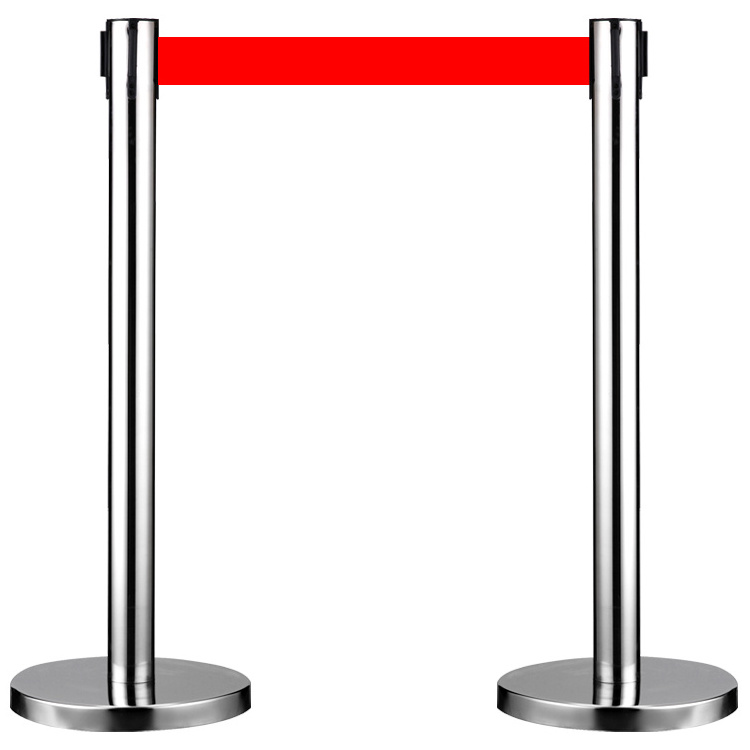 Gold Stainless Steel Store Cashier Tiang Antrian Crowd Control Barricade Queue Barrier Pole Stand Retractable Belt Stanchions