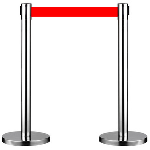 Gold Stainless Steel Store Cashier Tiang Antrian Crowd Control Barricade Queue Barrier Pole Stand Retractable Belt Stanchions