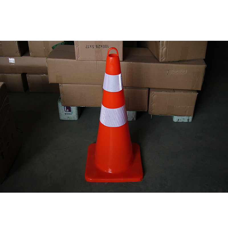 Road Safety Fluorescent Durable Orange Flexible Pvc Rubber Reflective Traffic Road Cone