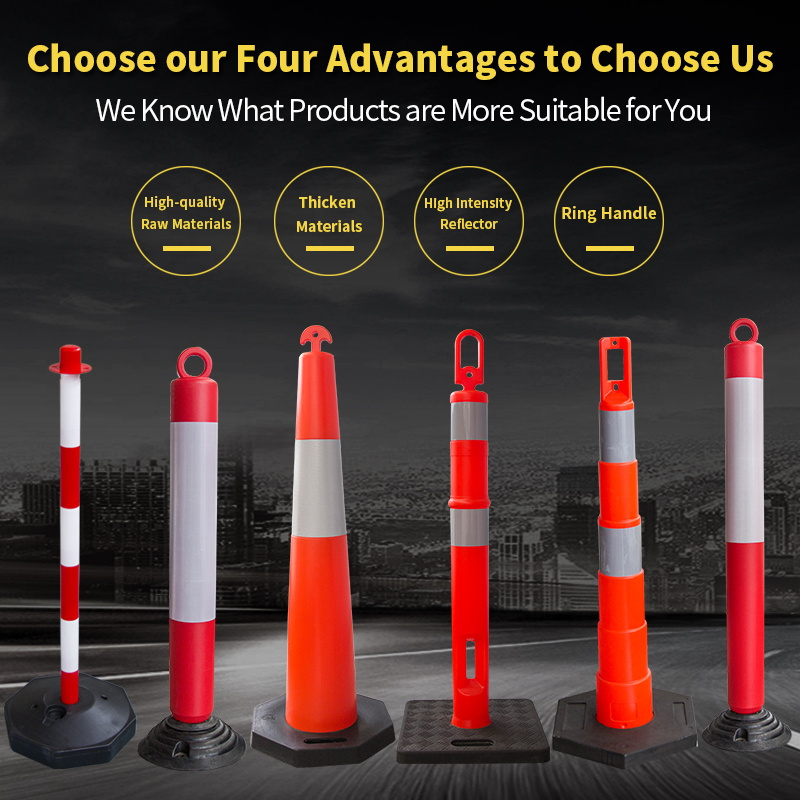 70cm High Flexible Plastic PE Warning Column Red Color Bollard