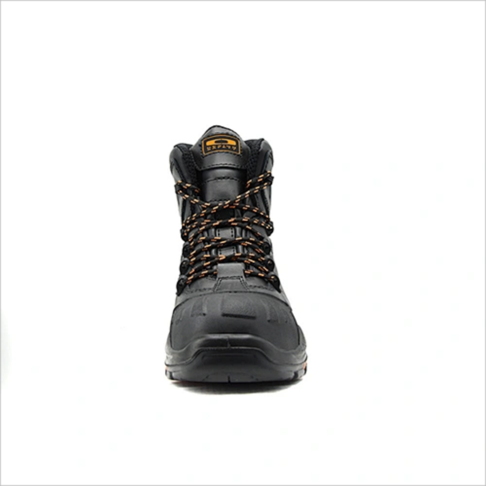 Breathable PU/RB OutsoleSafety Boots Work Shoes Black Waterproof Leather Work Boots Steel Toe Safety Shoes