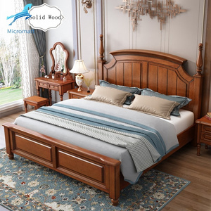 Customizable Bedroom Furniture Practical Dark Color American Style Solid Wood king size bed