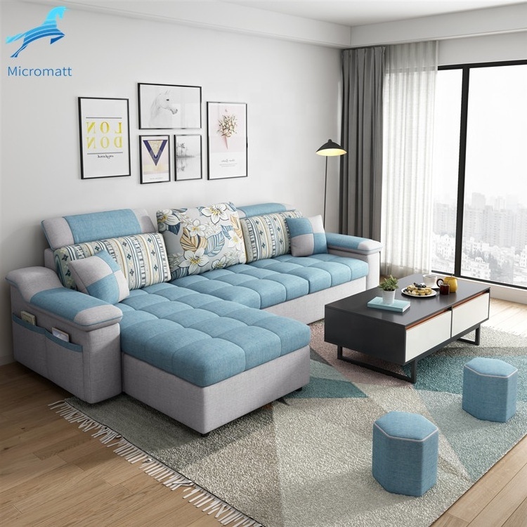 Factory Direct Supply Modern Art Antique Multi Functional Double Color Home Furniture 4 seaters Sectional Sofa