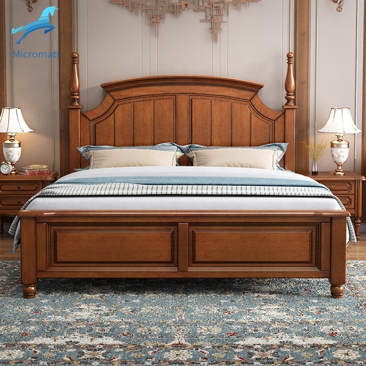 Customizable Bedroom Furniture Practical Dark Color American Style Solid Wood king size bed