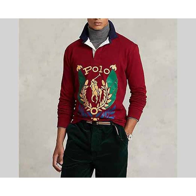 2024 Wholesale Popular Fashion Design Custom Men Striped Rugby Polo Long Sleeve Shirt